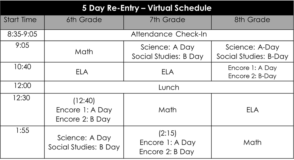 Welborn Academic Schedule 